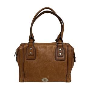 Fossil Pebbled Leather Marlow Satchel Handbag Brown Distressed